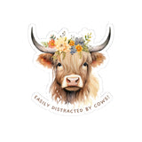 Charming Cow Kiss-Cut Stickers | Easily Distracted by Cows, Cute Decor, Laptop Stickers, Animal Lovers Gift, Farmhouse Decor, Fun Wall Art