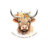 Charming Cow Kiss-Cut Stickers | Easily Distracted by Cows, Cute Decor, Laptop Stickers, Animal Lovers Gift, Farmhouse Decor, Fun Wall Art