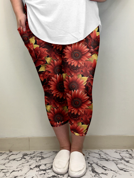 Red Sunflower Capri w/ Pockets * Pre-Sale Ends 5/21