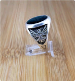 Men's Sterling Silver Paua Shell Thunderbird Ring .925