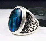 Men's Sterling Silver Paua Shell Thunderbird Ring .925