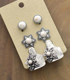 Cattle Tag Earrings 3 Pair Stud Set