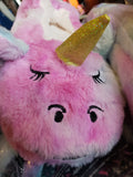 Ladies Tie Dye Sherpa Unicorn Slippers - CLOSEOUT