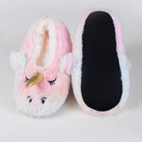 Ladies Tie Dye Sherpa Unicorn Slippers - CLOSEOUT