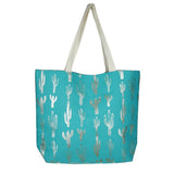 Metallic Cactus - Canvas Tote / Beach Bag