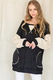 Teddy Sleeve Sweater Top - Plus Size