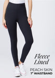 1" Waistband Solid Peach Skin Fleece Lined Leggings