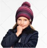 C.C. Kids Multi Color Cable Knit Pom Beanie
