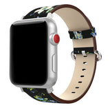 LEATHER SMARTWATCH BAND - PEONIES PATTERN BAND - APPLE