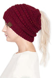C.C. MESSY BUN PONYTAIL BEANIE - MARLED KNIT CONFETTI KNIT