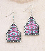 Tipi Western Aztec Cattle Tag Earrings