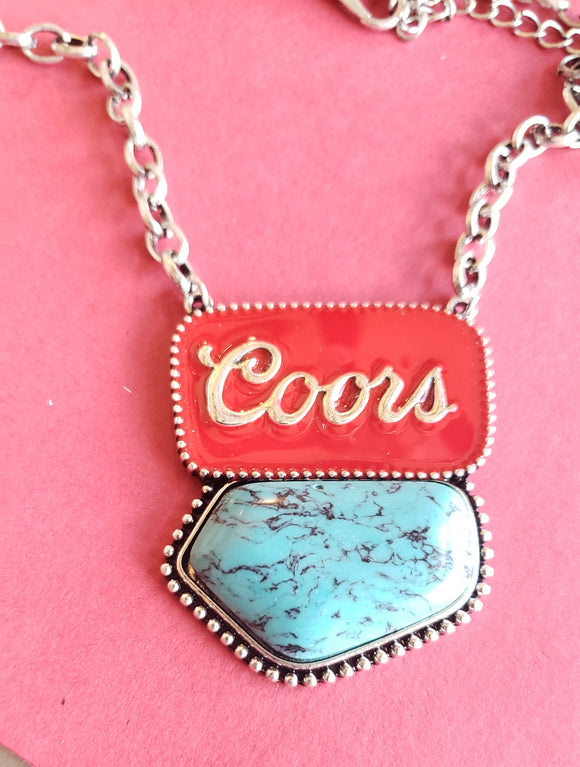 Coors Necklace with Turquoise Semi Stones