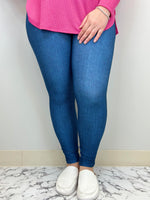 Blue Denim Leggings w/ Butt Pockets