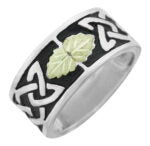 Men's Sterling Dakota Celtic Knot Silver Ring with 10Kt Gold Leaves (Unisex)
