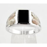 Black Hills Dakota Gold on Sterling Silver Men's Square Onyx Ring