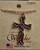 Celtic Knit Copper Cross Necklace with 18" Chain