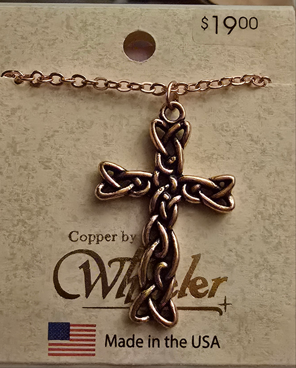 Celtic Knit Copper Cross Necklace with 18