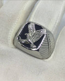 Men's Sterling Silver Eagle Ring with Onyx