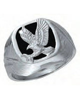 Men's Sterling Silver Eagle Ring with Onyx