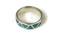 . 925 Sterling Silver Turquoise Chip Inlay Ring - Unisex