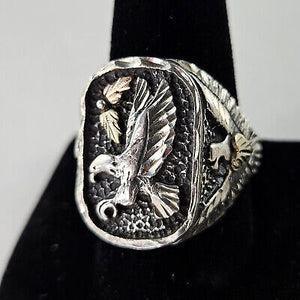 Black Hills Dakota Gold on Sterling Silver Men's Antiqued Eagle Ring