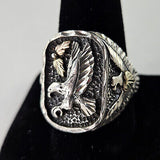 Black Hills Dakota Gold on Sterling Silver Men's Antiqued Eagle Ring