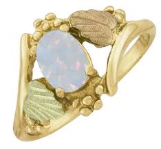 Black Hills Dakota Gold White Opal Ladies Ring