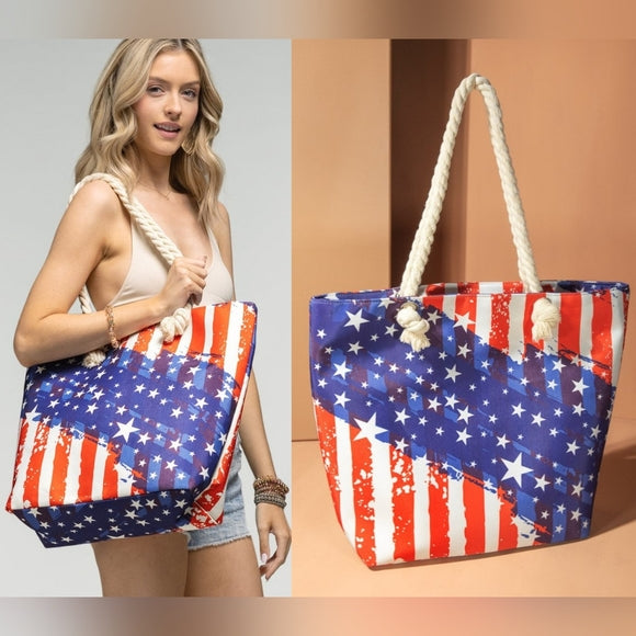 Star Spangled American Flag Tote Bag - Show Your Patriotic Side! - Fully Lined