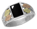 Black Hills Dakota Gold on Sterling Silver Men's Square Onyx Ring