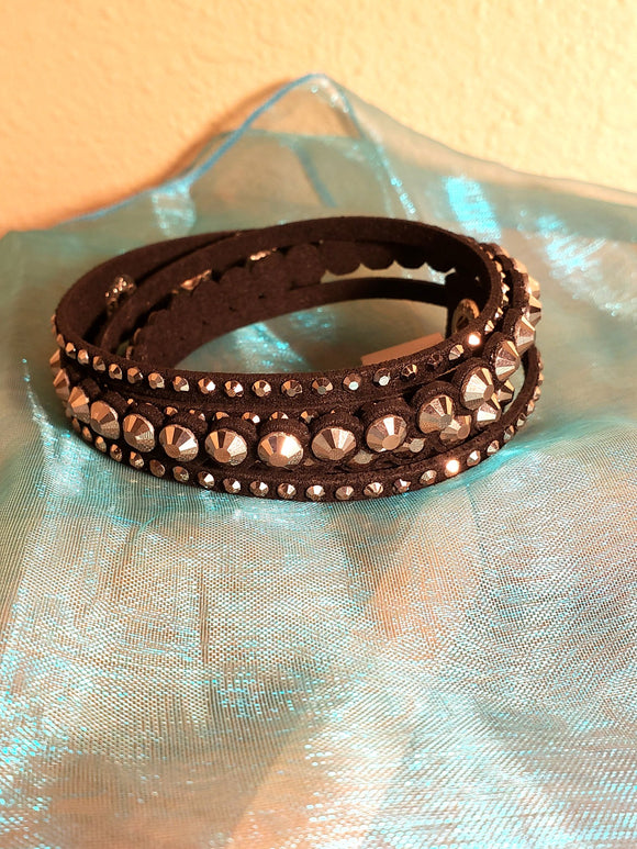 Black Studded Wrap Bracelet