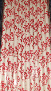 8" - 25 Pack White/Red Biodegradable - Floral Paper Drinking Straws
