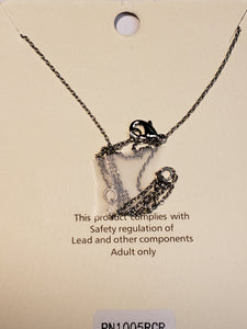 White Gold Heart Key Pendant - CZ