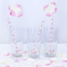 Load image into Gallery viewer, 8&quot; - 25 Pack White/Red Biodegradable - Floral Paper Drinking Straws
