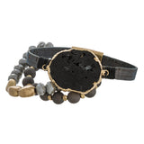 Druzy Stone Stretch Bracelet - 3 Bracelet Set