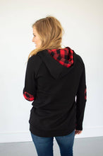 Load image into Gallery viewer, Black Buffalo Plaid Accent Hoodie
