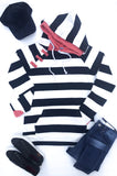 Bold Navy Stripe Double Hooded Sweatshirt