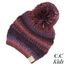 Load image into Gallery viewer, C.C. Kids Multi Color Cable Knit Pom Beanie
