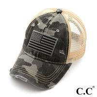 C.C. Brand - Distressed Camo Flag Cap - BA-915