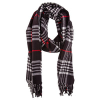 Ladies Black & Red Plaid Winter Scarf