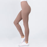  Women's 1" Waistband Solid Peach Skin Leggings