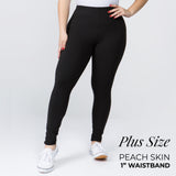 Plus Size 1" Waistband Solid Peach Skin Leggings