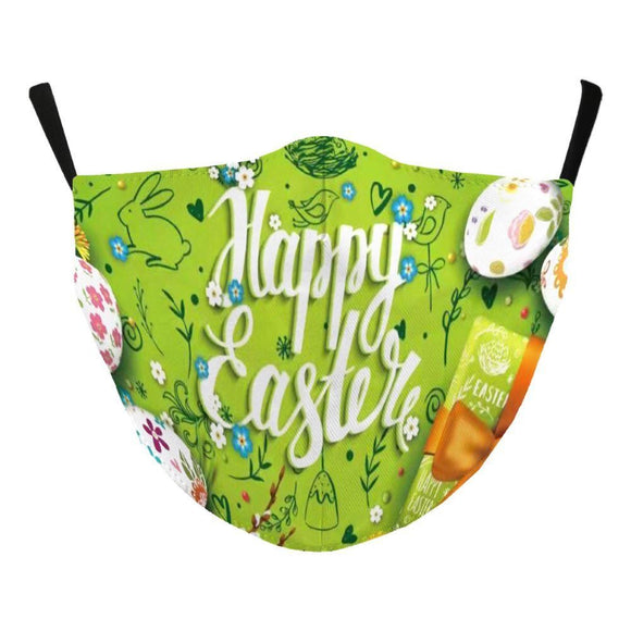 Happy Easter Face Mask with Green Background