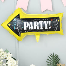 Load image into Gallery viewer, &quot;Party Here&quot; Arrow Shaped Mylar Balloon - Pack of 2!
