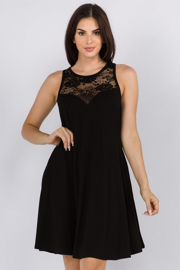 Women's Lace-Trim Sleeveless Dress