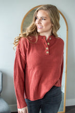Load image into Gallery viewer, Model wearing henley sweater
