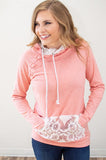 Pretty in Pink Lace Accented Hoodie