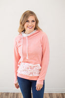 Pretty in Pink Lace Accented Hoodie