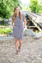 Load image into Gallery viewer, Dress with Pockets | Black and White Stripes
