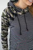 Camo and Stripes Women's Double Hooded Sweatshirt