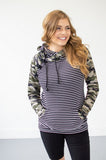 Camo and Stripes Women's Double Hooded Sweatshirt